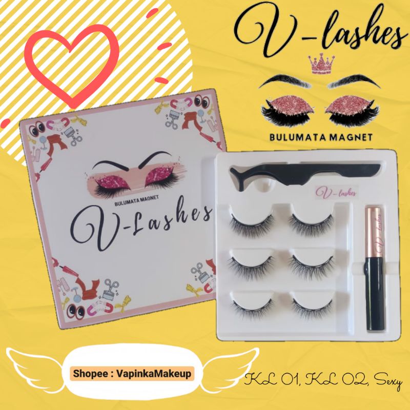 ❤️ V LASHES ❤️ BULU MATA MAGNET PREMIUM MAGNETIC EYELASHES Natural Magnet Eyelashes By V LASHES
