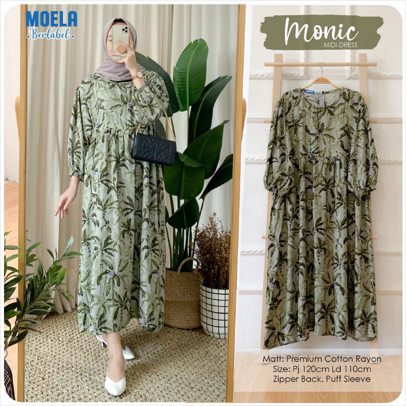 Monic Midi Dress Atasan Basic Jumbo Tunik LD 100 Original Ori Moela Berlabel