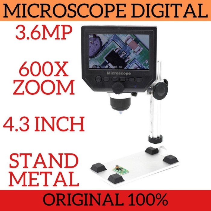 Mikroskop Digital 3.6MP 600X Plus Monitor 4.3in Metal Stand Microscope