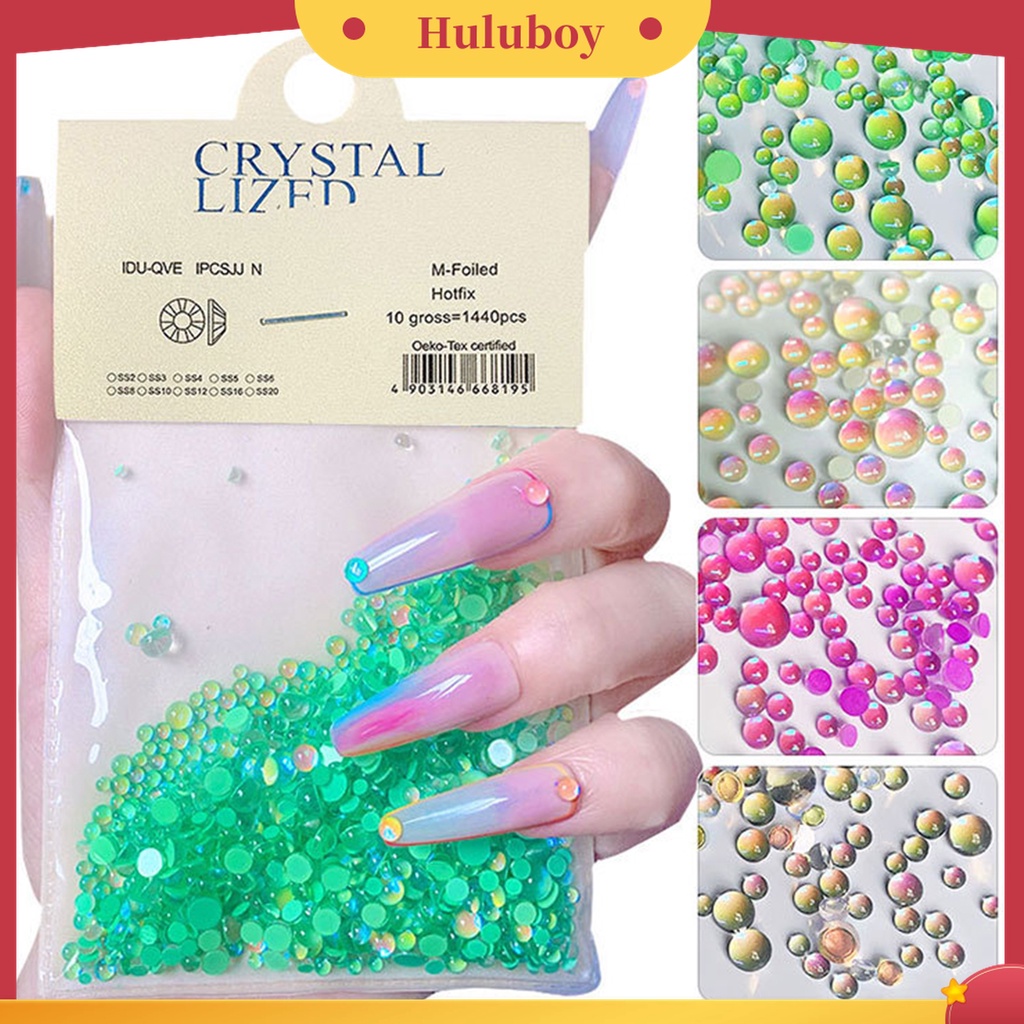 Huluboy Huluboy♡ 1440pcs / Kantong Manik-Manik Glitter Berlian Imitasi Untuk Dekorasi Nail Art