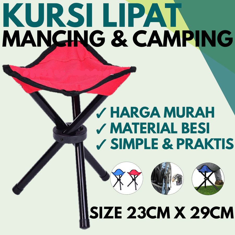 【Warna Dipilih】 Kursi Lipat Mancing Kemah Outdoor` Bangku Portable Camping Piknik Pancing