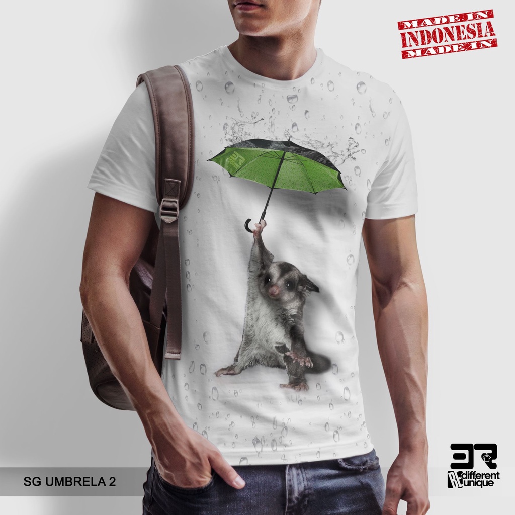 [ COD ] KAOS PRINTING GAMBAR SUGAR GLIDER UMBRELLA 2 - BAJU DISTRO ORIGINAL MOTIF HEWAN LUCU MAMALIA