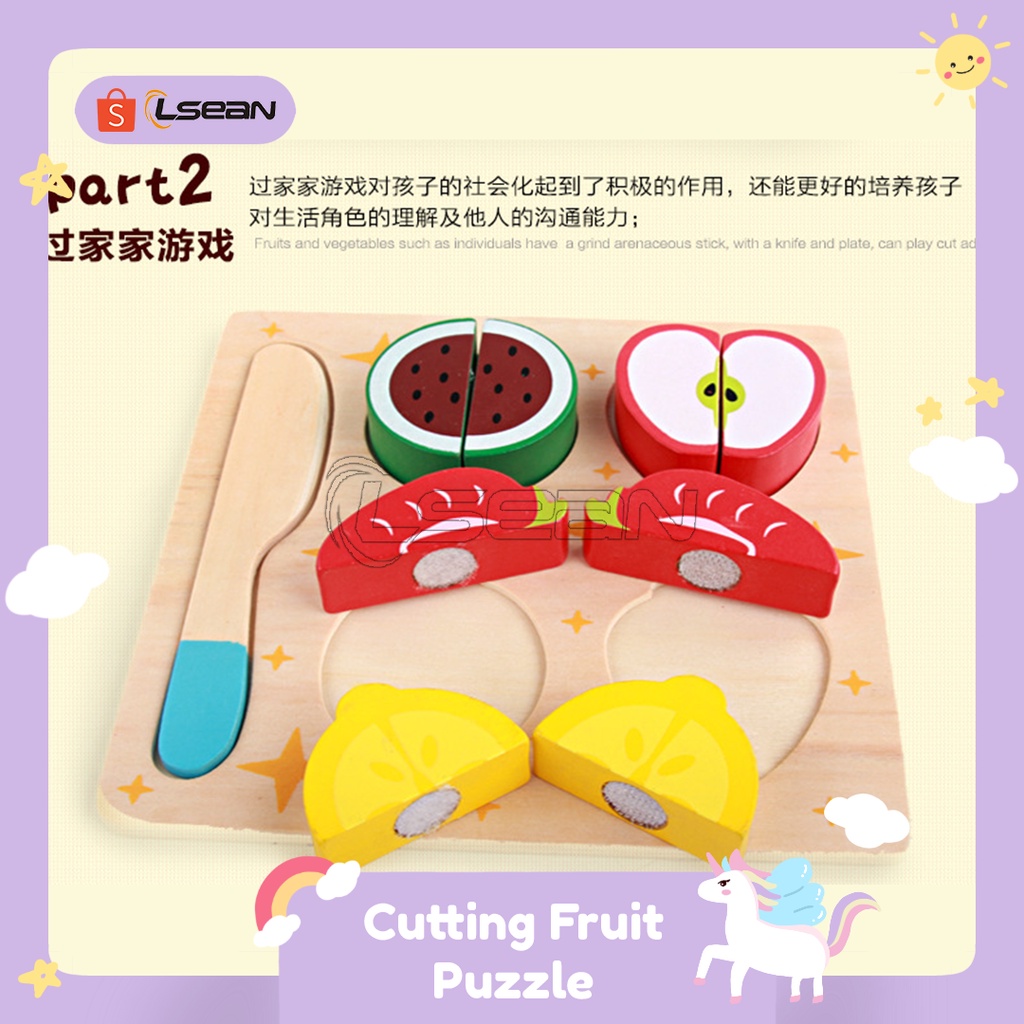 KITCHEN PLAYHOUSE | MAINAN LUCU EDUKASI PUZZLE KAYU POTONG BUAH DAN SAYUR