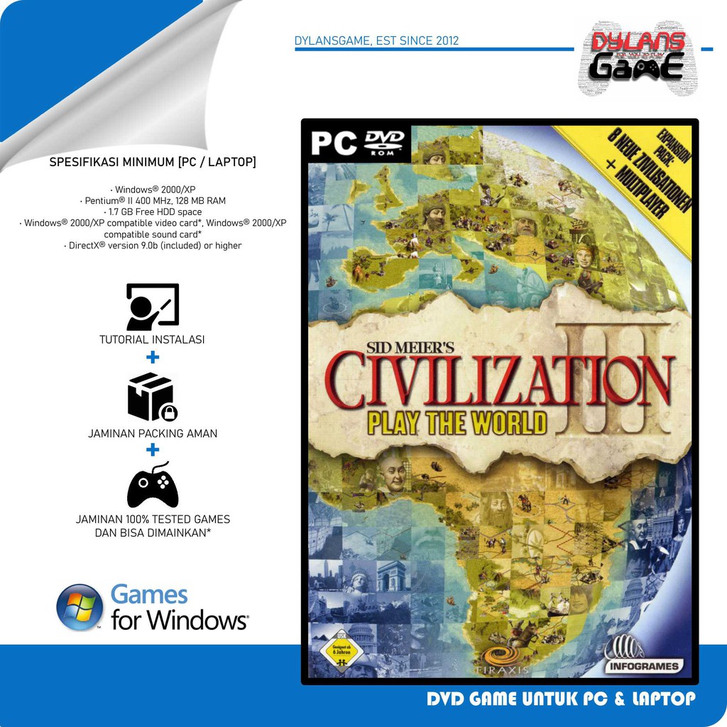 SID MEIERS CIVILIZATION 3 COMPLETE KASET GAME PC & LAPTOP