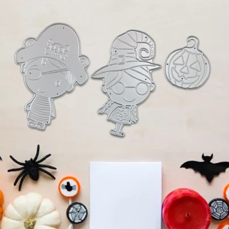 Cetakan Stensil Cutting Dies Motif Labu Halloween Bahan Metal Untuk Scrapbook / Craft DIY / Embossing