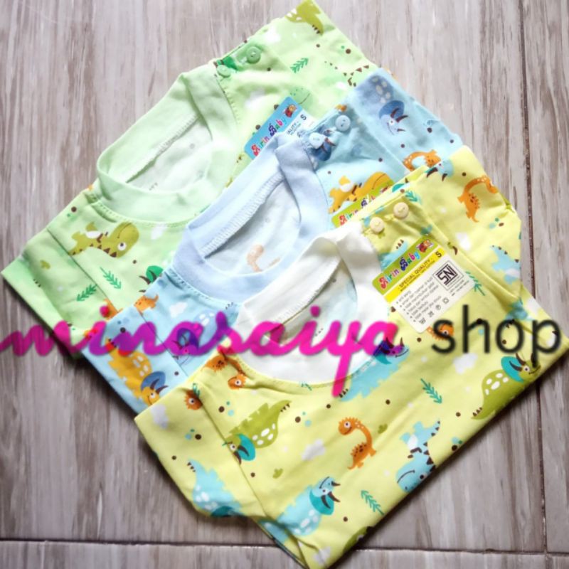 AIRIN BABY 3 pcs dan ecer Kaos Oblong Bayi SNI Motif Kancing Pundak Uk. S - XL