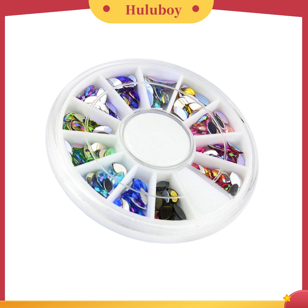 Huluboy Huluboy♡ Tempat Penyimpanan Bentuk Roda Isi Manik-Manik Kuku 3D 12 Warna Campur Alat DIY