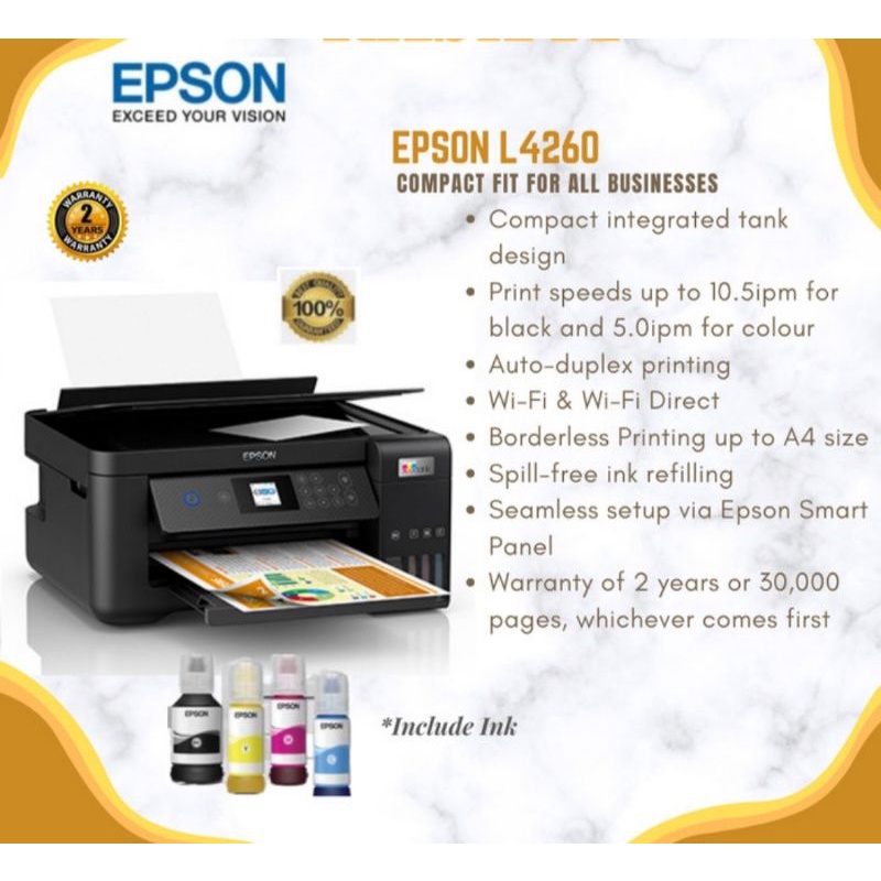 printer epson L4260 garansi resmi include tinta original