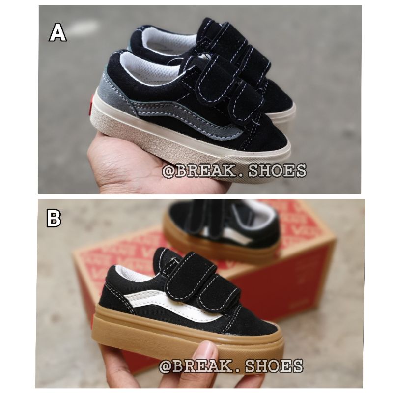 Sepatu anak oldskool perekat hitam abu / hitam gum anak laki laki