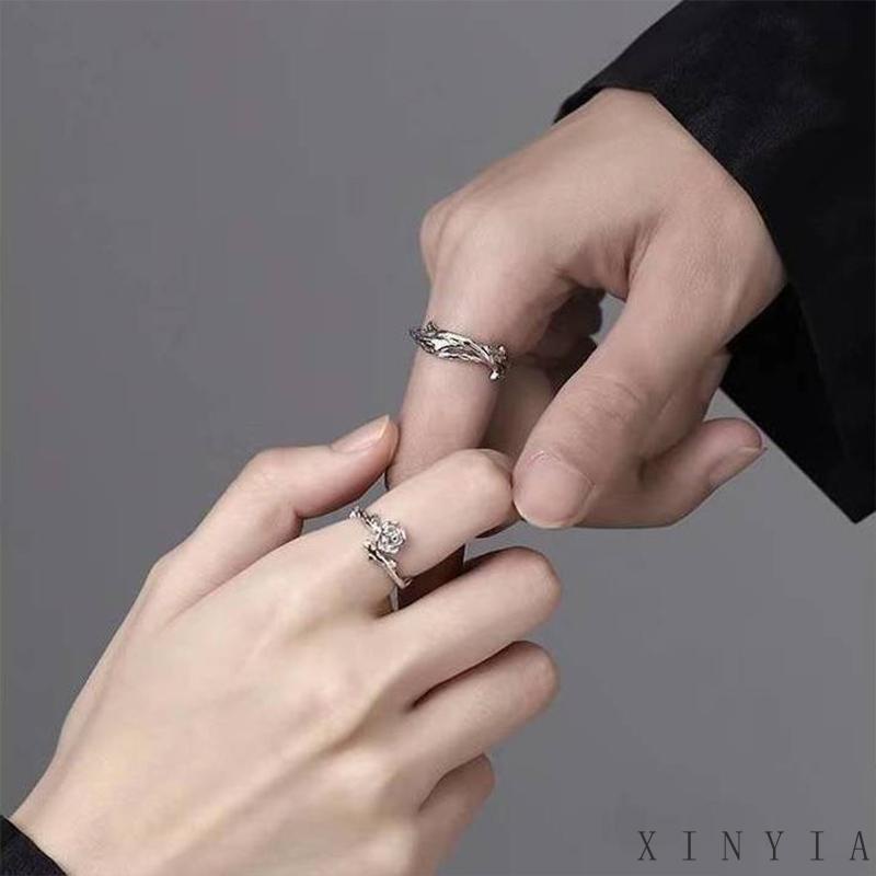 【COD】Cincin Model Terbuka Dapat Disesuaikan Desain Duri Mawar Gaya Vintage Untuk Pria Dan Wanita