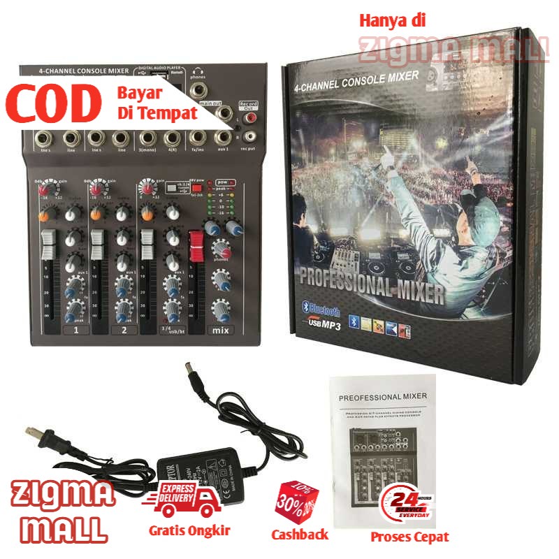 COD Mixer Audio Karaoke  DJ 4 chanel Murah Mikser Audio Mini Sound System Portable