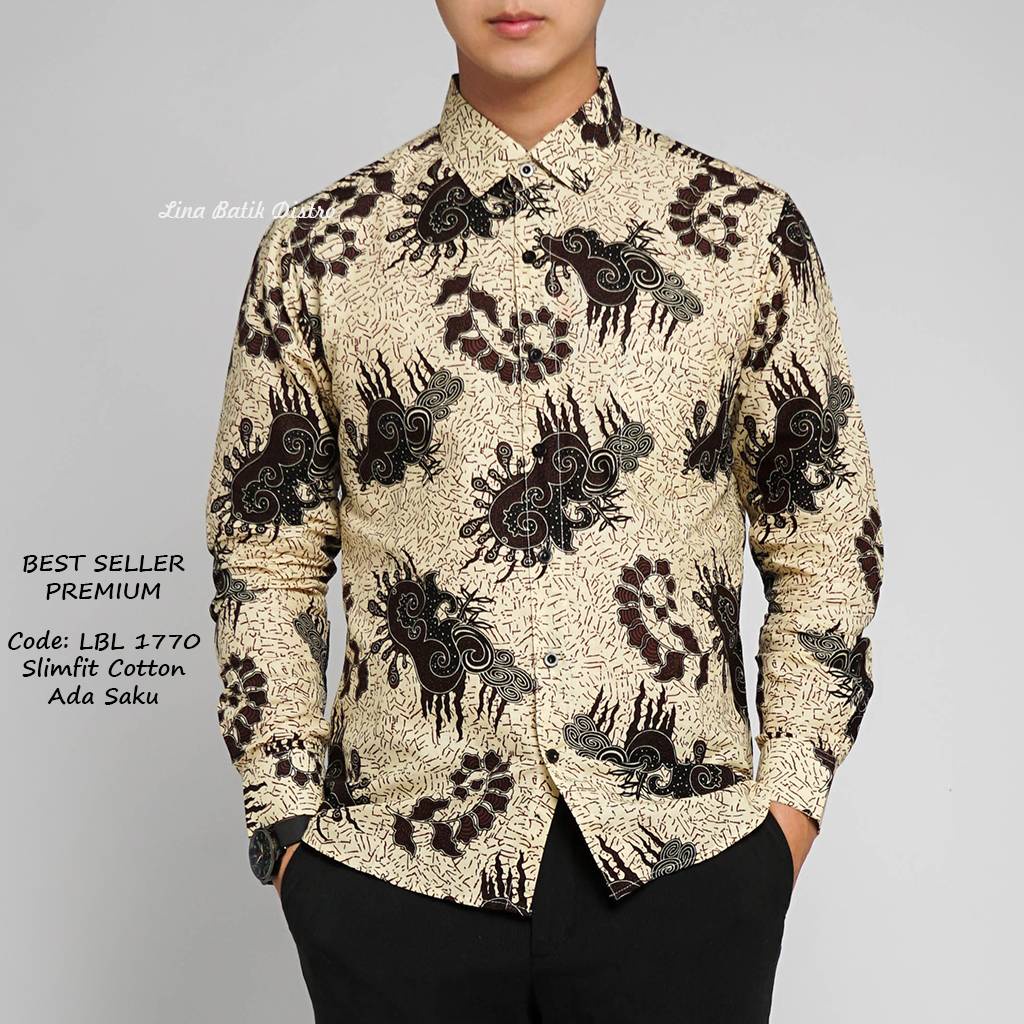 KEMEJA BATIK PRIA SLIM FIT LENGAN PANJANG BAJU BATIK PRIA COLINDION ACS04