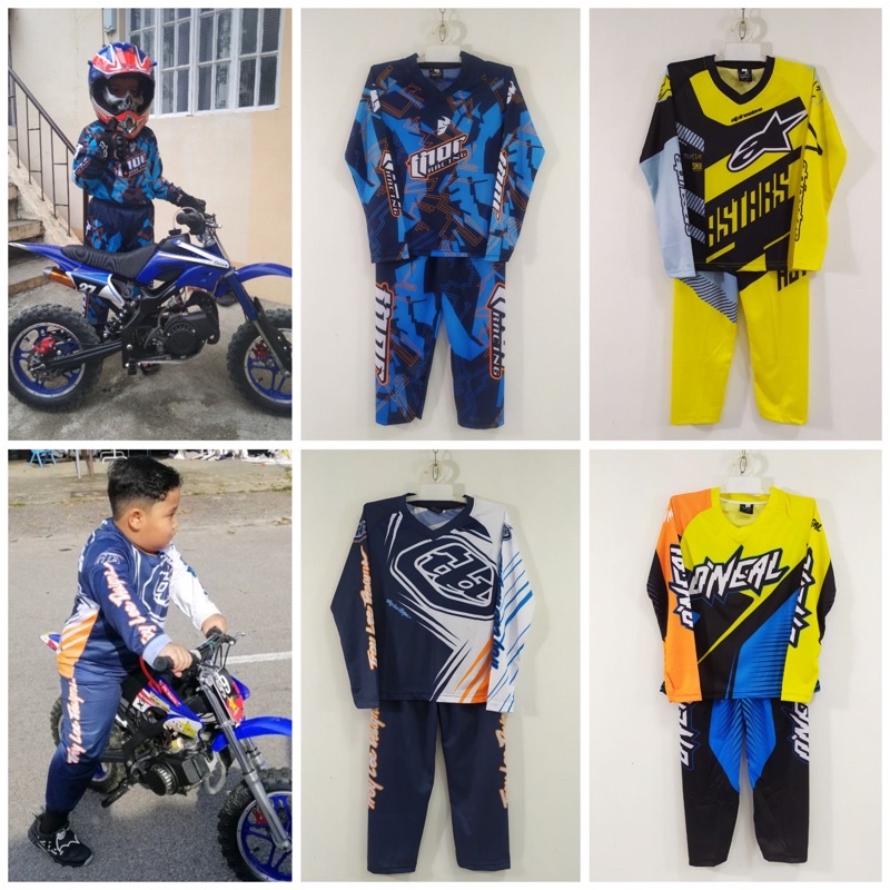 Terlaris Setelan Anak Motor Cross / Baju Motor Cross Anak / Jersey Motocross Anak / Jersey Sepeda