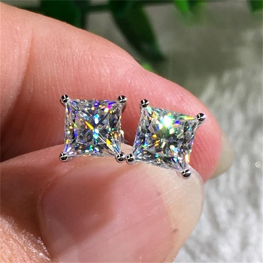 Anting Stud Zircon Berlian Putih Bentuk Nanas Untuk Pria Dan Wanita