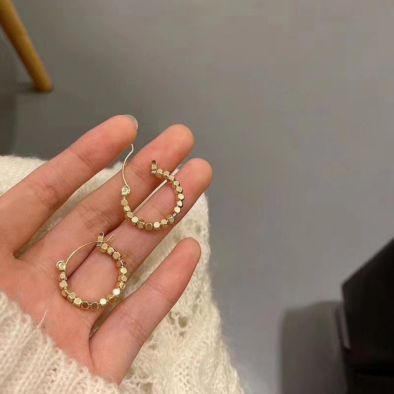 Anting Stud Bentuk Bola Lingkaran MINI Warna Silver / Gold Untuk Aksesoris Perhiasan Wanita