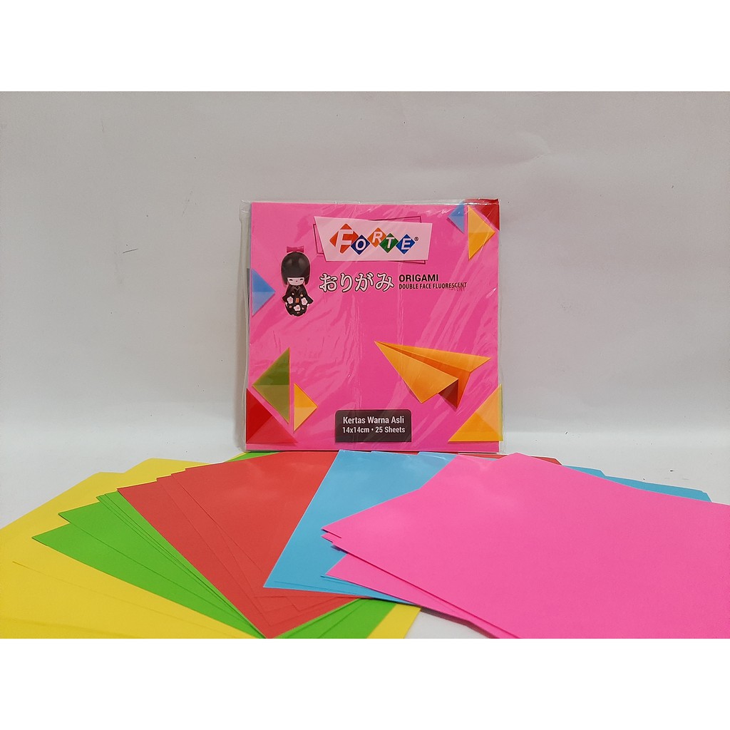

Kertas Lipat Origami Bolak Balik 14x14cm FORTE / Kertas Warna isi 25