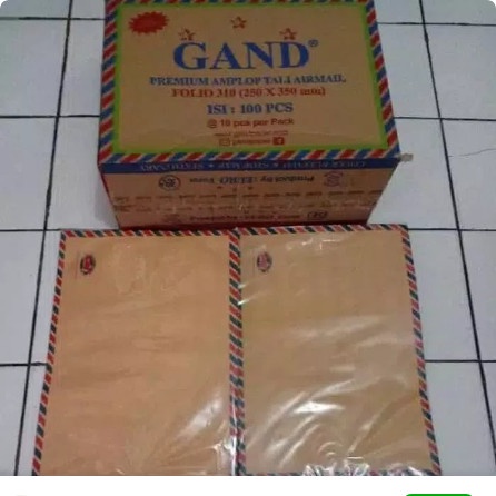 

Amplop tali Coklat Folio Airmail T310,T311,T312 GAND 1pack Isi 10pcs, 1 dus isi 100pcs