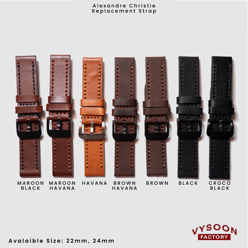 Strap Tali Jam Tangan Kulit Leather AC EXP Alexandre Christie 24mm Ori