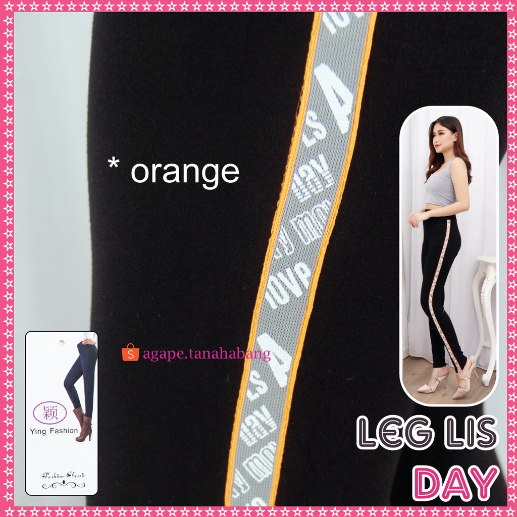 Legging List Day * Orange * / Legging lis samping / legging panjang wanita / legging jumbo wanita