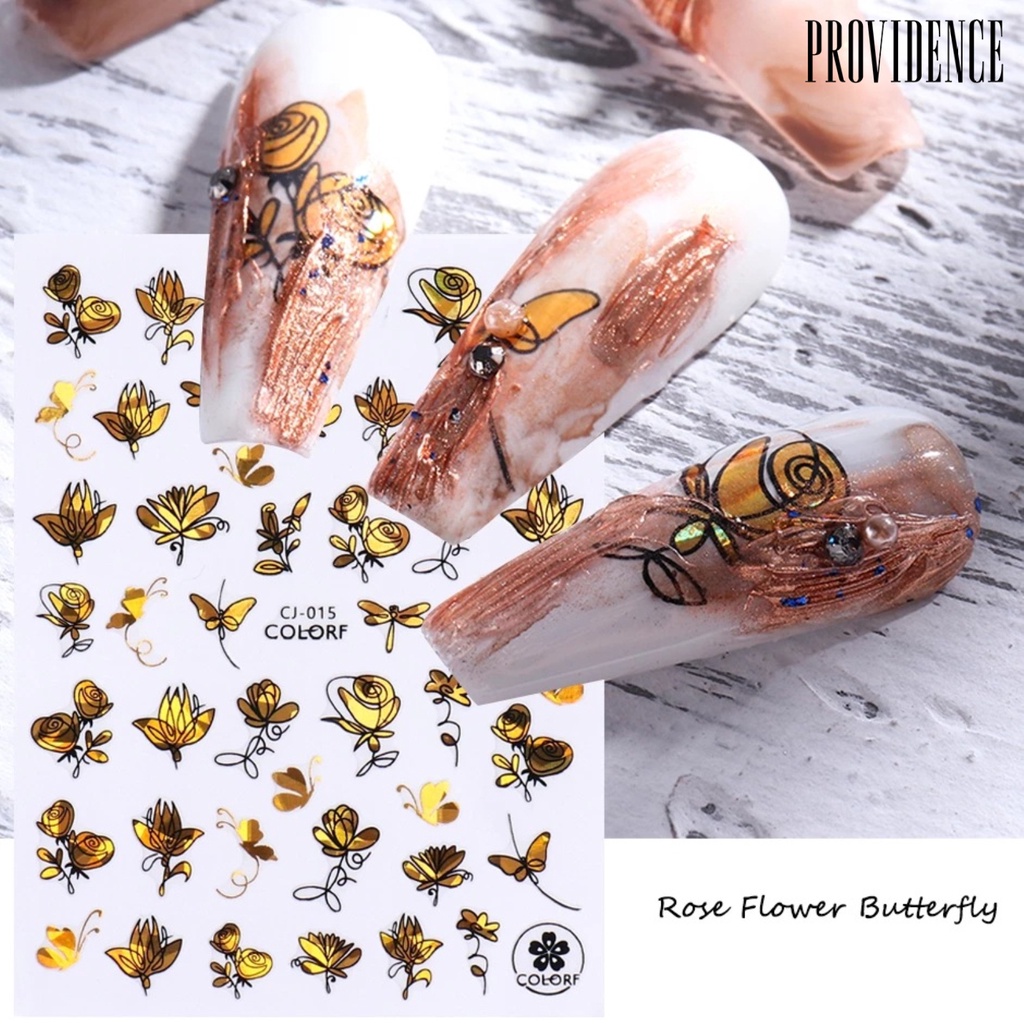 Providence Stiker Kuku Motif Daun Maple 3d Ultra Tipis Transfer Air Untuk Manicure / Nail Art