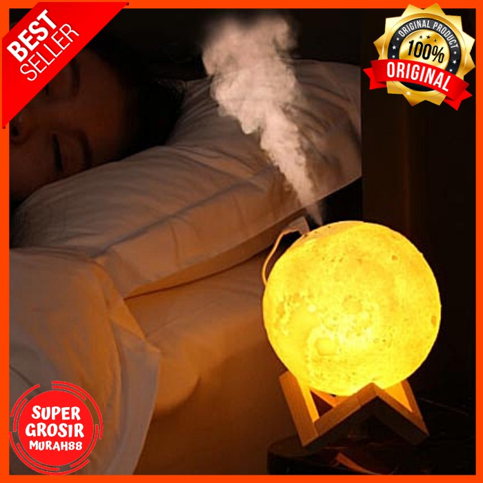 Humidifier Lampu Tidur Bentuk Bulan 3D Moon Night Light Ultrasonic 880ml