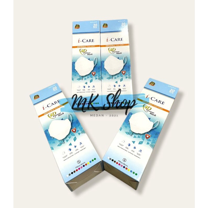(1.1) Masker 4D iCare Premium Quality isi 20pcs KF94 PLUSMED I-Care