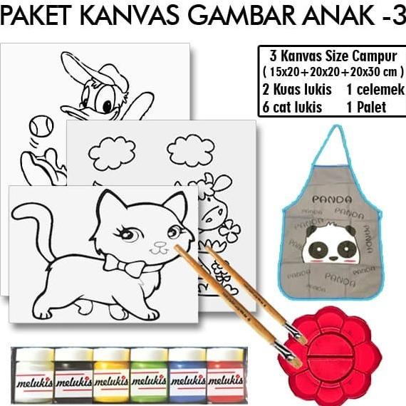 

[COD] Paket Gambar Lukis Anak 3 Lengkap Kanvas Kuas Palet Celemek Cat TERBATAS Kode 826