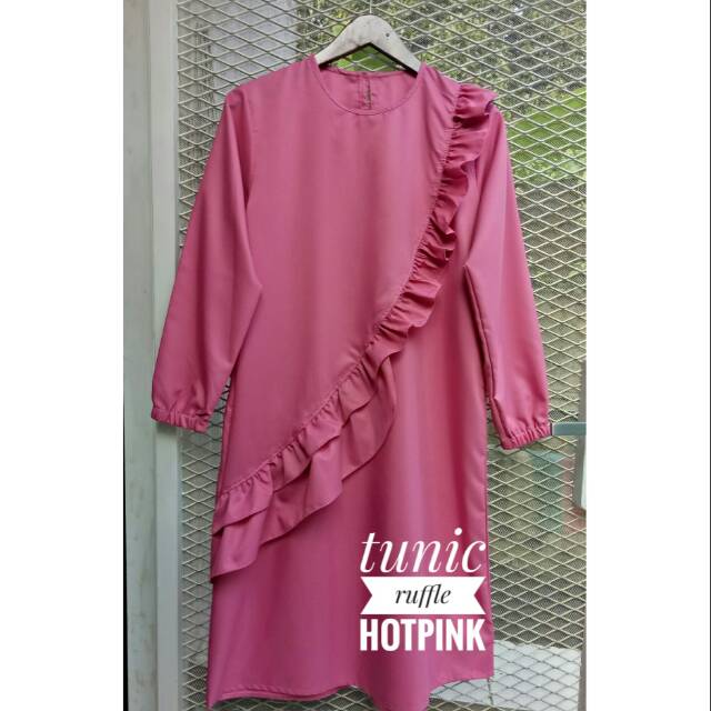 Ruffle Tunik Pink /baju wanita/baju murah/daily tunic/tunik murah/tunik muslim