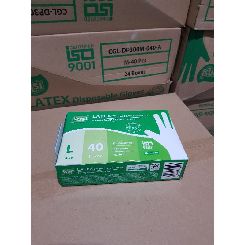 Sensi Latex Disposable Gloves isi 40pcs/Sarung Tangan Lateks Serbaguna