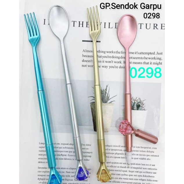 

12 pcs Gelpen Sendok Garpu warna silver gold rosegold blue / souvernir nikah / cinderamata