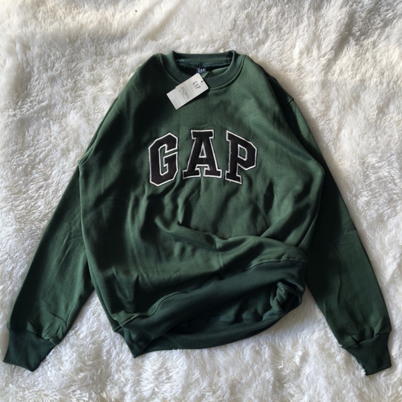 Crewneck GAP Hijau Botol Bordier Premium Original