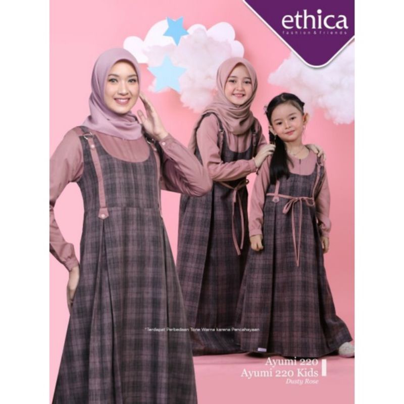 Gamis Ethica Ayumi 220 Dusty Rose dan Ayumi kids 220 Dusty Rose