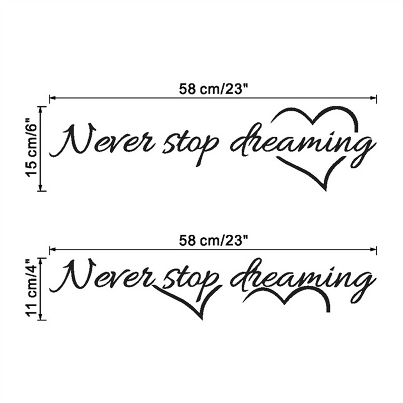 (dreamdreaming.id) Stiker Dinding Vinyl Motif Tulisan Never Stop Dreaming Untuk Dekorasi Kamar Tidur