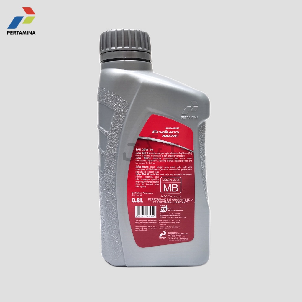 Oli Pertamina Enduro Matic-G 20W-40 API SL JASO MB 0,8 Liter