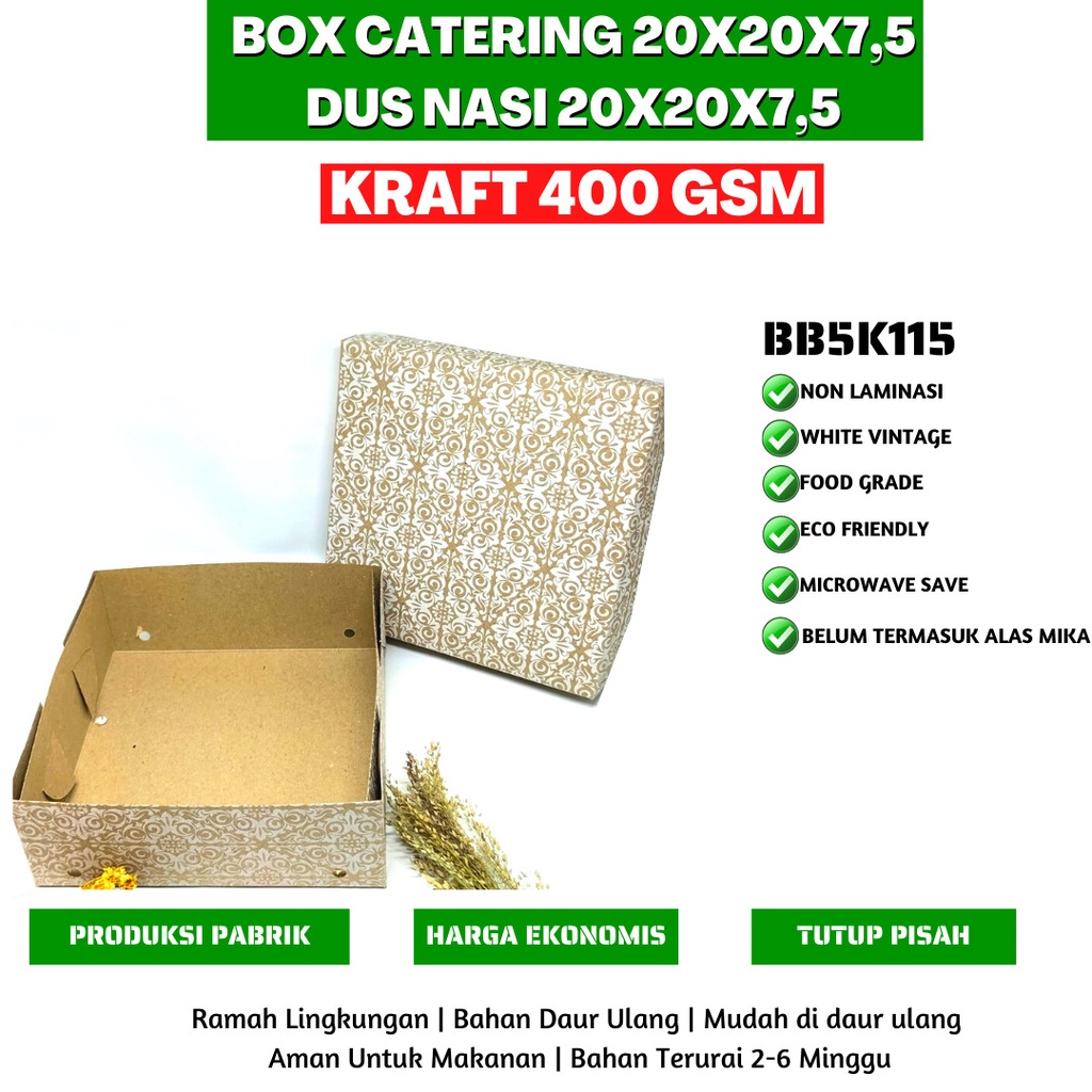 Dus Nasi 20x20 Super Tebal 400 Gsm (BB5K115-Non Laminasi)