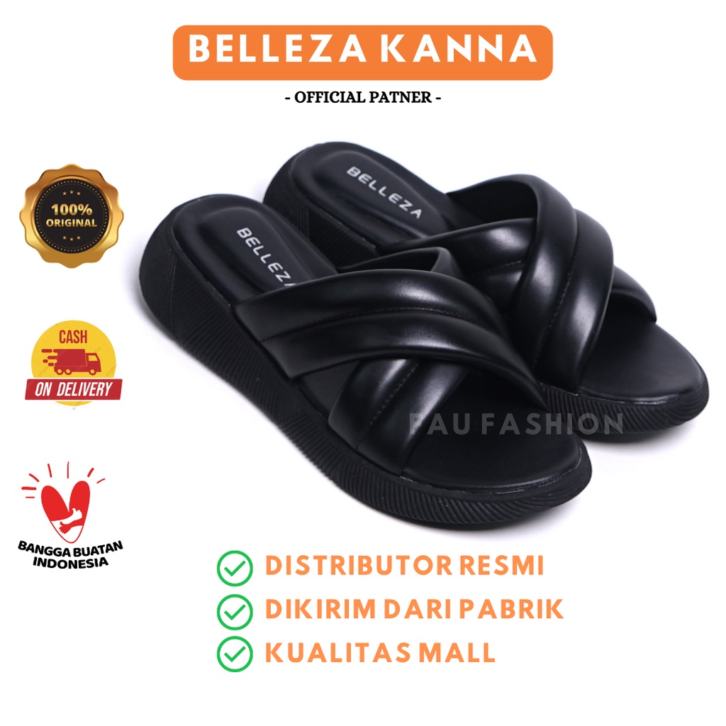 Sandal Wanita Belleza KANNA Sandal Cewek Model Silang Kekinian Kualitas Mall PREMIUM FF (P9N5) Kekin
