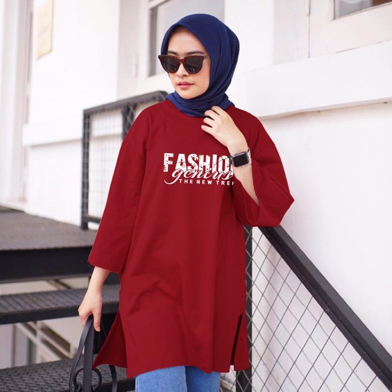 KAOS OVERSIZE TOP HIJAB WANITA BASIC  FASHION / OVERSIZE SLIT BLOUSE