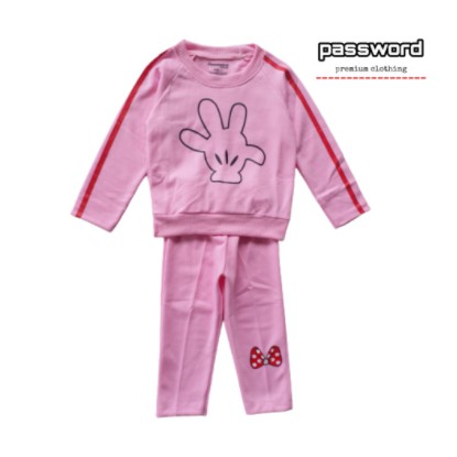 Plazababyku PASSWORD SET SWEATER MY RED RIBBON Setelan piyama 1 - 7 Tahun Baju Anak BerKualitas