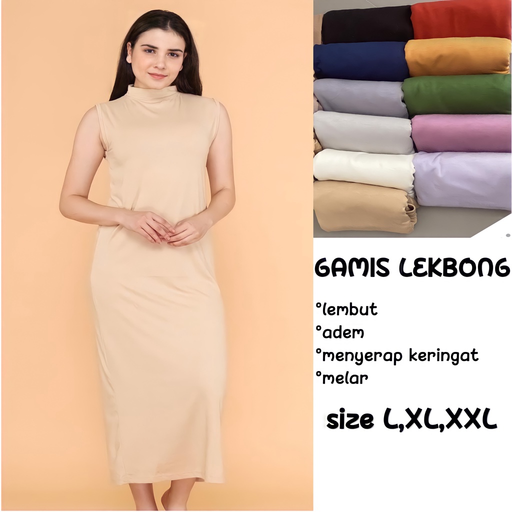 Baju Manset Inner Gamis Lekbong Kutung Basic Polos Bahan Spandek Rayon Premium