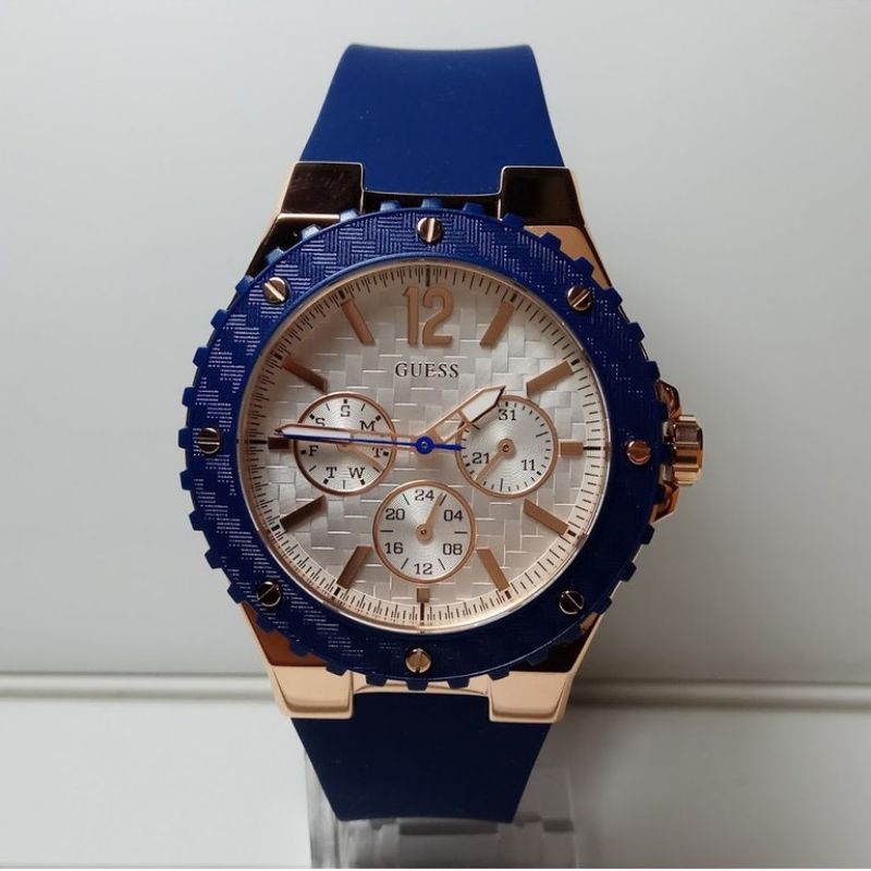 Guess Jam Tangan Wanita - Blue Rosegold - Rubber - W0149L5