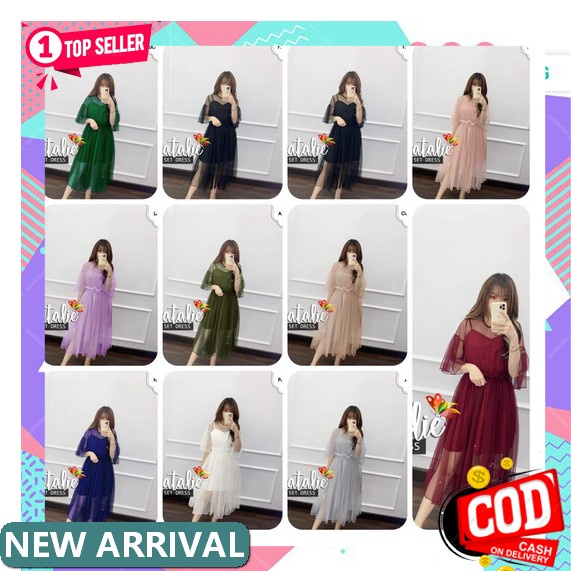 Baju Dress Yuna Brukat Pesta Natal Wanita Dewasa Remaja Modern Termurah Trend Kekinian Terbaru 2022 