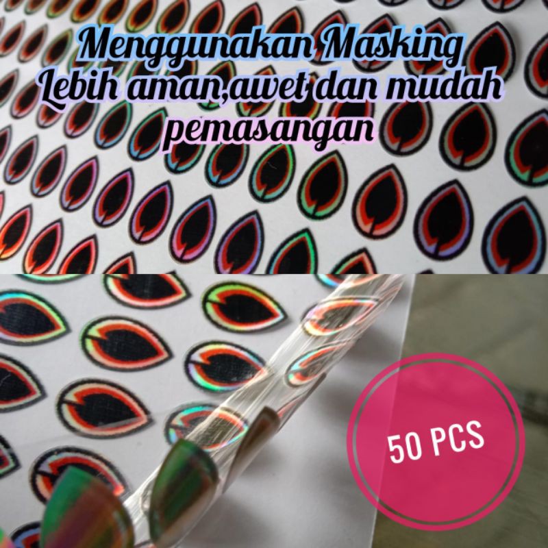 Sticker mata ikan 2D Merah Kuning HOLOGRAM Metal Jig Lure