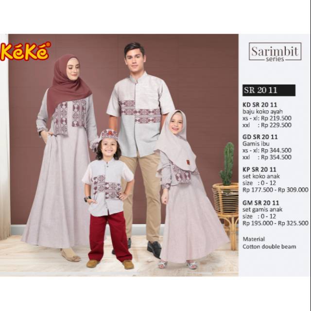 Gamis Ibu Sarimbit Keke GD SR 20 11 Merah Busui Baham Catton  Double Beam Xs SD Xl