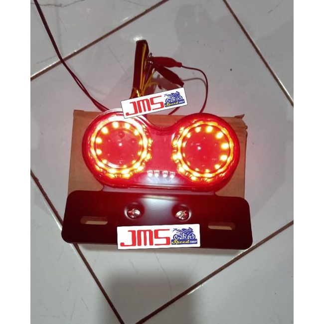 lampu stop led plus breket plat nomor universal rxk w175 mt15 klx crf wr155 tiger ninja r Megapro fu