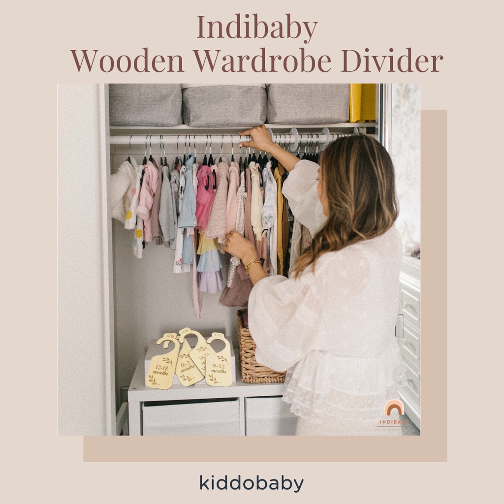 Indibaby Wooden Wardrobe Divider | Pemisah Ukuran Baju | Aksesoris Lemari