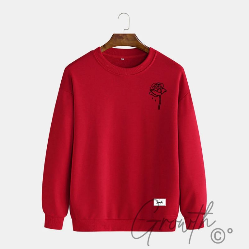 Crewneck Pria Wanita Murah Original Distro Motif Simple Bunga Mawar Bisa Cod