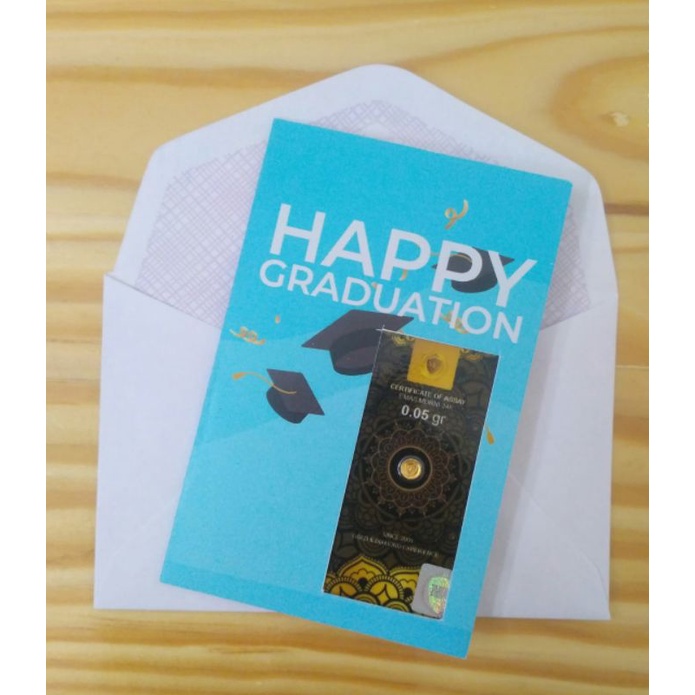 Kartu Ucapan Minigold, Eoa gold, emas mini, salam gold + gratis Amplop putih-Graduation