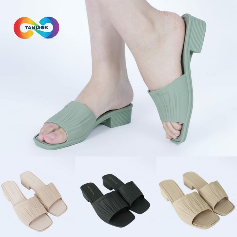 Porto Lady ZEN -  Sandal Selop Jelly Karet Wanita Hak Sedang Lentur & Elastis
