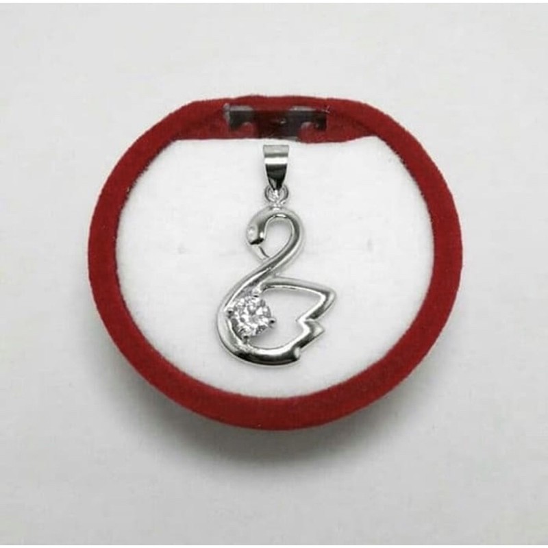 Liontin angsa permata putih liontin wanita liontin perak 925 lapis emas putih