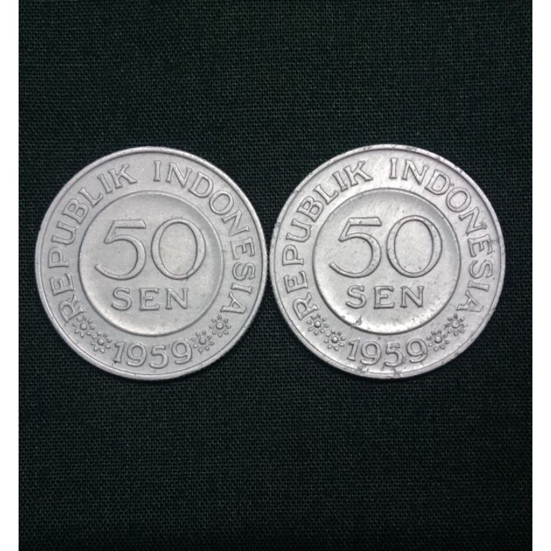 Koin Kuno 1 Rupiah 50 sen x2